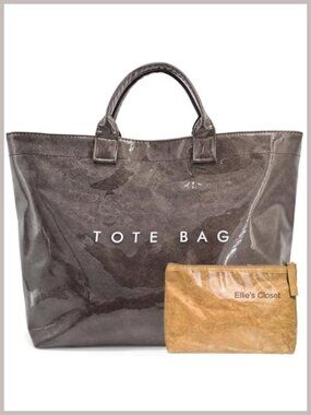PVC Tote Bag Kraft Paper Letter Print Hobo Handbags Large Tote for Work
